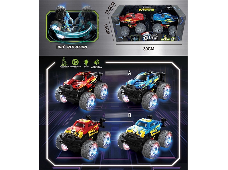 FRICTION STUNT CAR W/LIGHT & SOUND（INCLUDE BATTERY）,2ASST - HP1241892