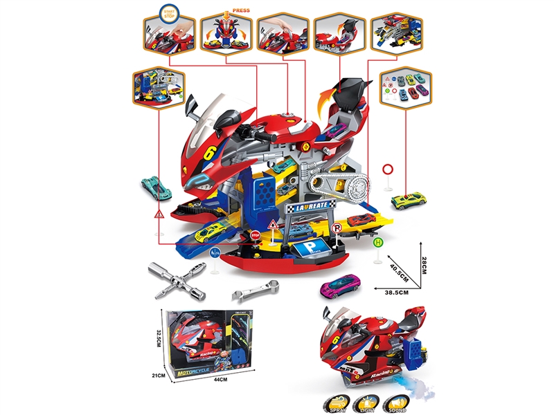 DISASSEMBLE MOTORCYCLE W/LIGHT & SOUND & SPRAY - HP1242549