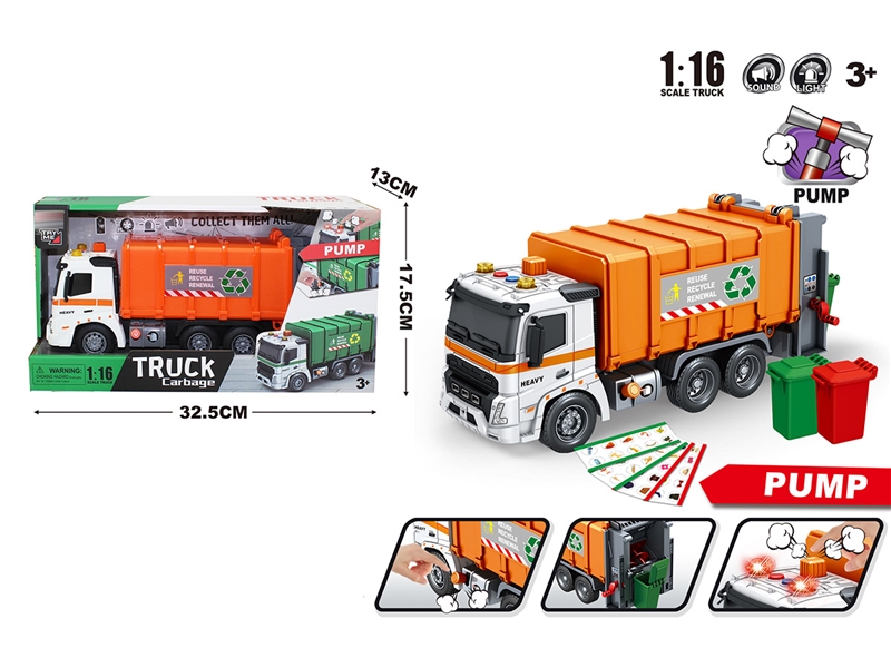 1:16 FRICTION SANITATION TRUCK W/LIGHT & SOUND - HP1242557