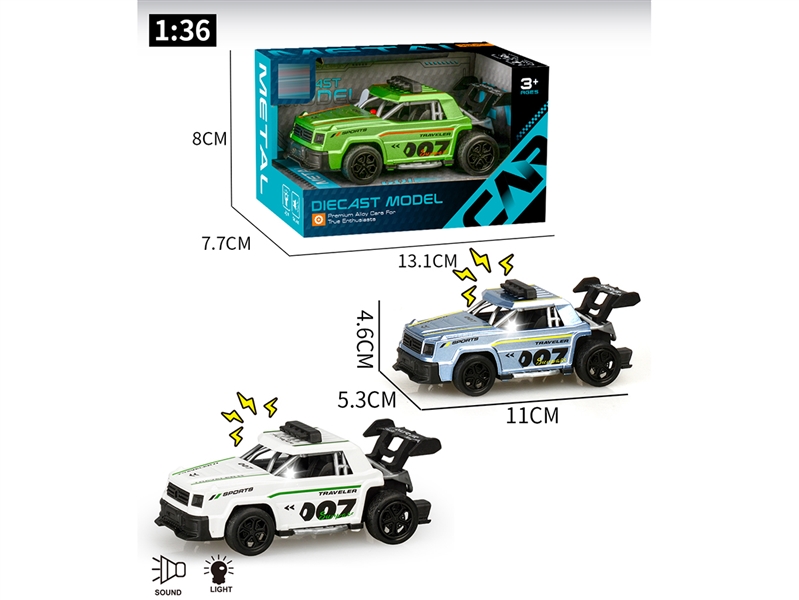 PULL BACK DIE-CAST CAR W/LIGHT & MUSIC,3COLOURS - HP1242912