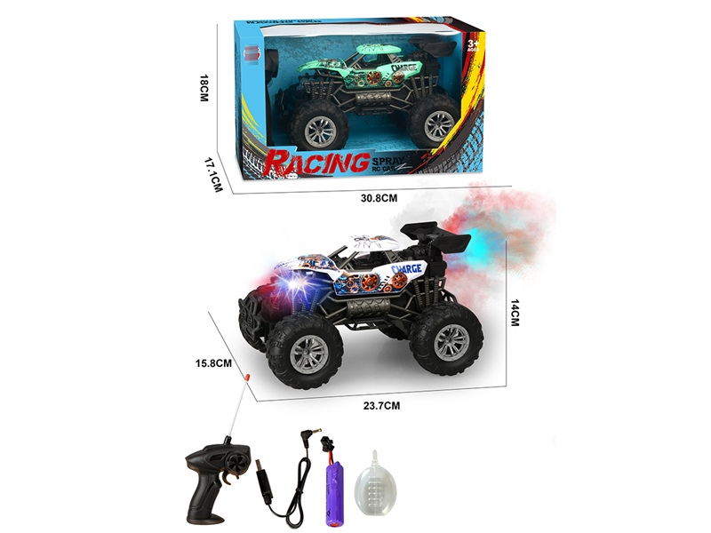 1:16 4-CHANNEL R/C CAR W/LIHGT & SPRAY(INCLUDE BATTERY),2COLOURS - HP1243052