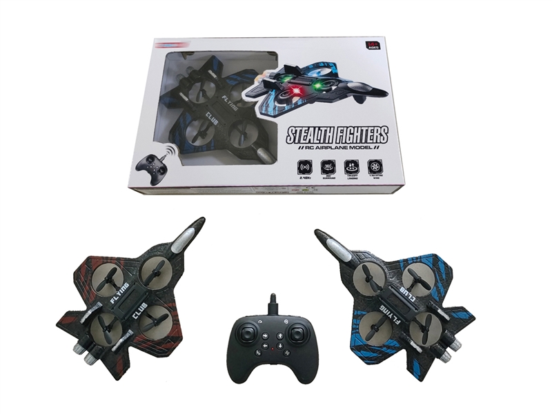 2.4G 4-CHANNEL R/C STEALTH FIGHTERS WITH LIGHT & 360-DEGREE FLIP, ONE-CLICK TAKEOFF/LANDING, FIXED-ALTITUDE HOVERING, HEADLESS MODE ,INCLUDED 3.7V LITHIUM BATTERY,USB CABLE - HP1243167