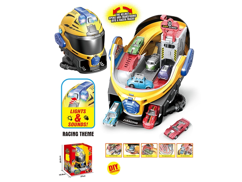 PARKING LOT W/LIGHT & SOUND & FREE WAY DIE-CAST CAR 2PCS（INCLUDE BATTERY） - HP1243406