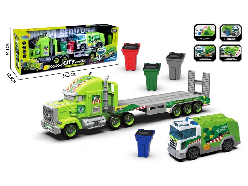 FRICTION TRUCK W/LIGHT & SOUND & FREE WAY CAR - HP1243984