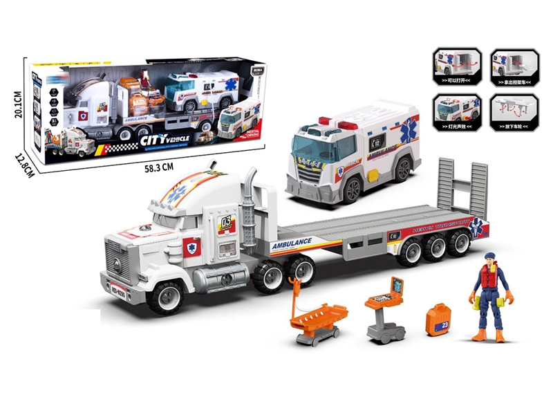 FRICTION TRUCK W/LIGHT & SOUND & FREE WAY CAR - HP1243985