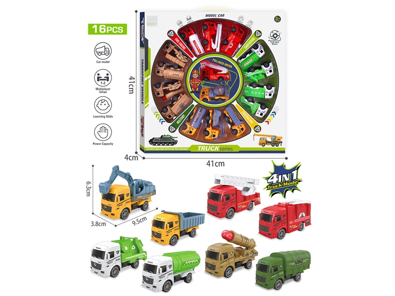 PULL BACK CONSTRUCTION CAR 16PCS - HP1244116