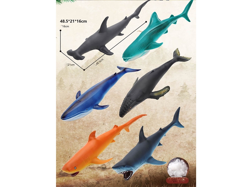 50CM VINYL COTTON OCEAN ANIMALS,6ASST - HP1244678