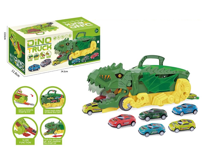 DINOSAUR STORAGE TRUCK W/PULL BACK CAR 3PCS - HP1246463