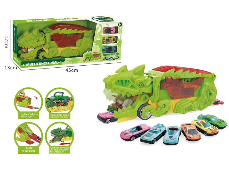 DINOSAUR STORAGE TRUCK W/PULL BACK CAR 3PCS - HP1246464