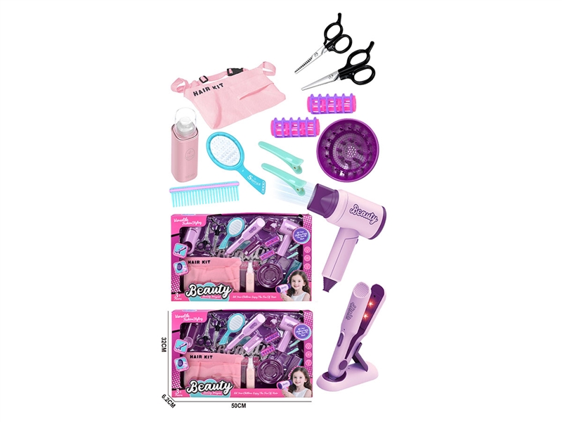 HAIRDRESSING SET W/LIGHT,16PCS,2COLOURS - HP1246697
