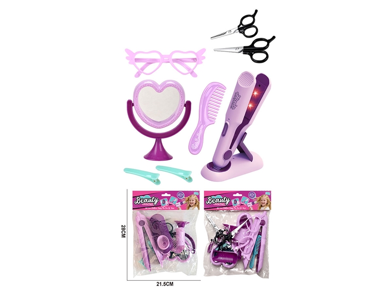 HAIRDRESSING SET W/LIGHT,10PCS,2COLOURS - HP1246714