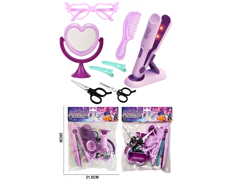 HAIRDRESSING SET W/LIGHT,10PCS,2COLOURS - HP1246744