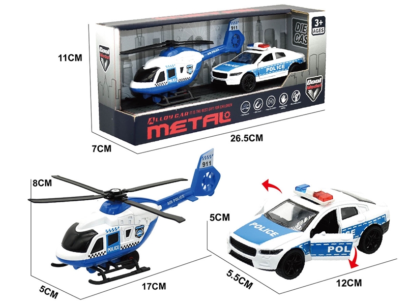 FREE WAY DIE-CAST PLANE W/PULL BACK POLICE CAR - HP1248141