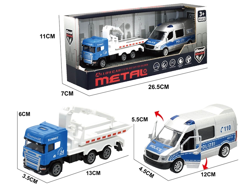 PULL BACK DIE-CAST TRUCK W/POLICE CAR - HP1248142