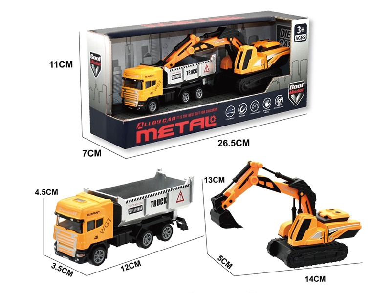 PULL BACK DIE-CAST CONSTRUCTION TRUCK SET - HP1248144