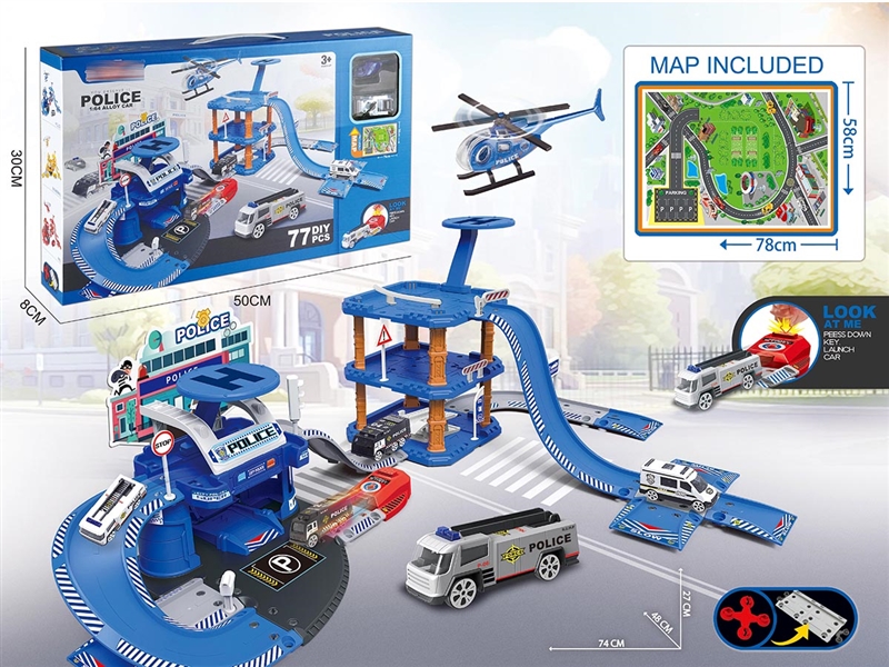 PARKING LOT W/1PCS DIE-CAST CAR & PLANE & MAP - HP1248558