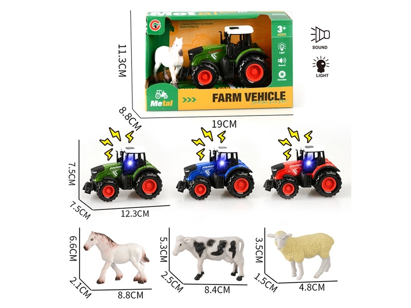 PULL BACK DIE-CAST FARM TRUCK W/LIGHT & SOUND - HP1249012