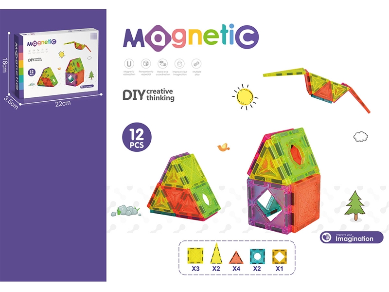 MAGNETIC BUILDING TILES 12PCS - HP1249479
