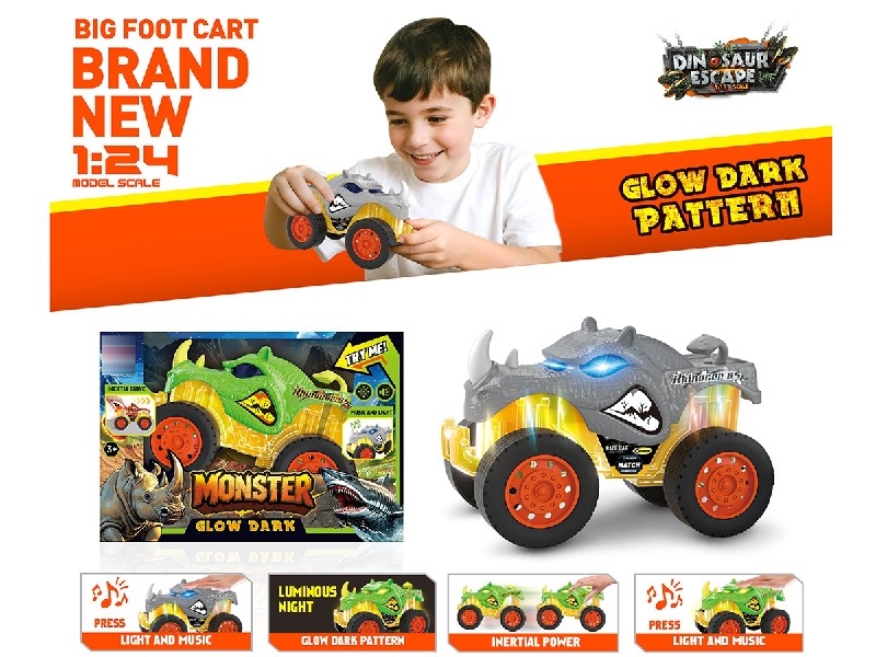 1:24 风火轮犀牛惯性车,惯性动力   带灯光音乐
电池信息：车身包电 三粒    （1.5V AG13） - HP1250508