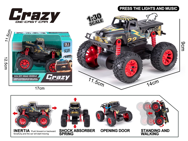 1:30双惯性合金2开门越野皮卡赛车,车壳UV打印 - HP1250633