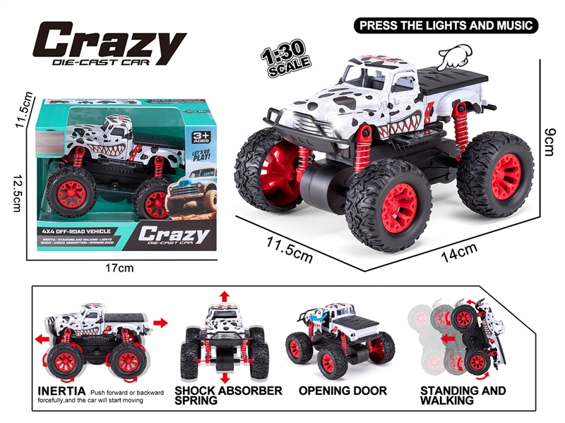 1:30双惯性合金2开门越野皮卡斑点狗车,车壳UV打印 - HP1250638