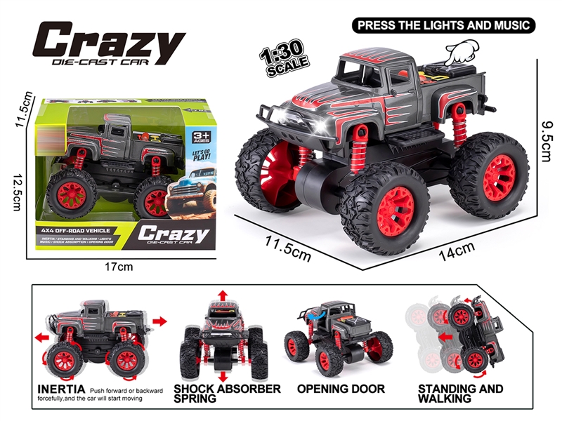 1:30双惯性合金2开门越野皮卡赛车,车壳UV打印 - HP1250639