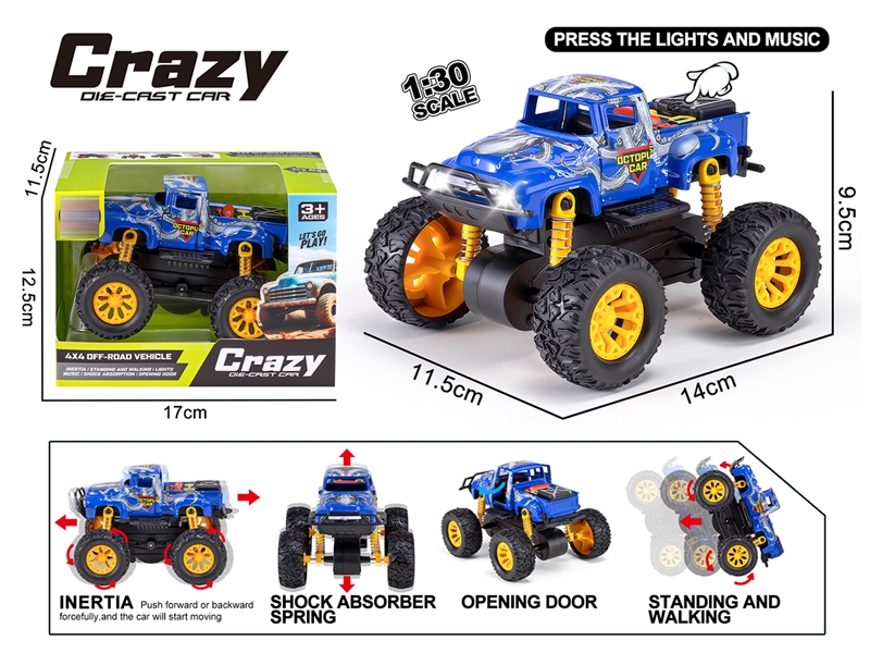 1:30双惯性合金2开门越野皮卡章鱼车,车壳UV打印 - HP1250641