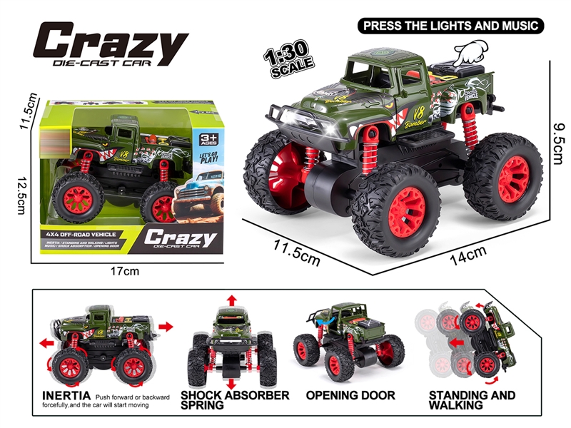 1:30双惯性合金2开门越野皮卡飞虎队车,车壳UV打印 - HP1250643