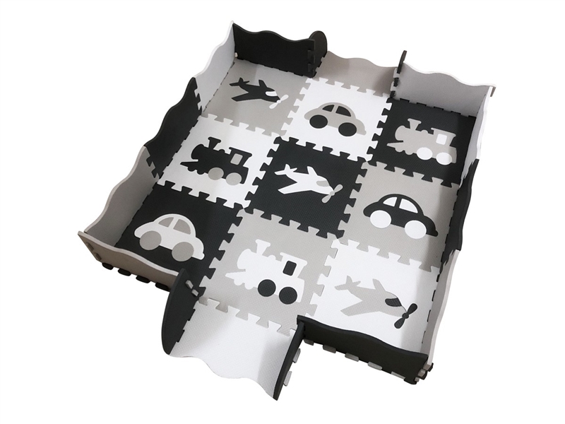 EVA拼图地垫9片交通+围边深灰+浅灰+白色 - HP1250872