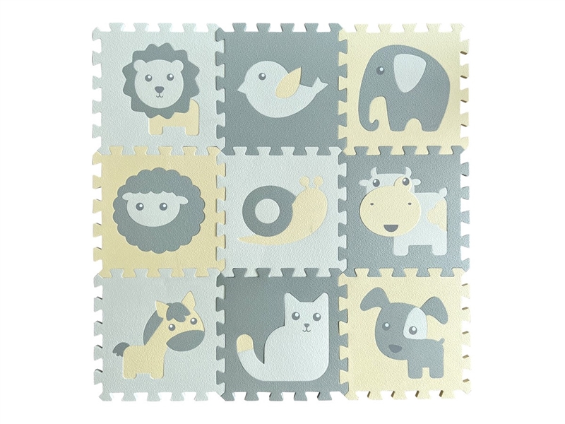 9片动物丝印（米白/米黄/浅灰） - HP1250876