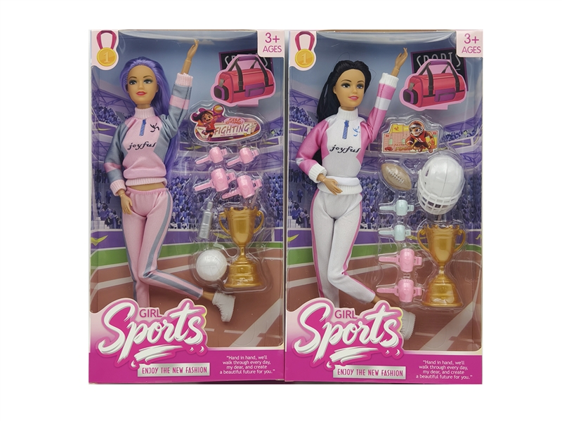 11寸实身11关节运动女孩芭比+运动配件 2款混装 - HP1250934