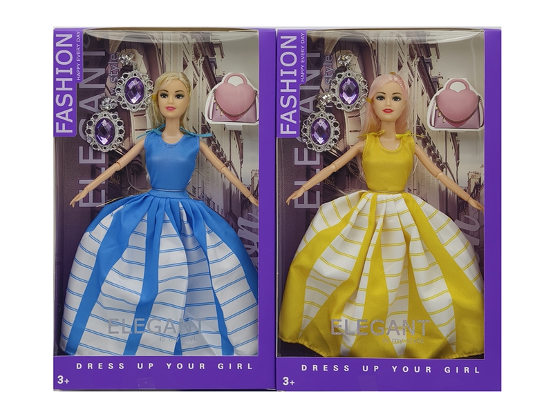 11寸9关节实身时尚芭比+耳环 2色混装 - HP1250939