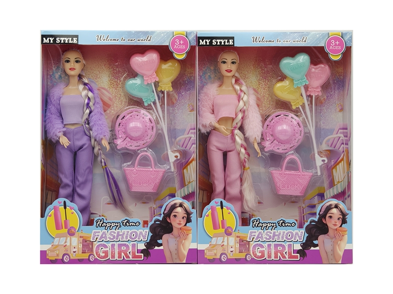 11寸实身9关节时尚毛衣芭比+吸塑配件 2色混装 - HP1250948