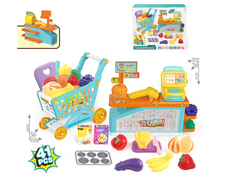 卡通益智儿童收银机手推车水果套装过家家玩具 - HP1250975
