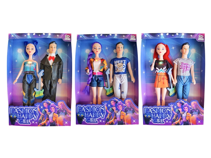 开窗盒11.5寸实身多关节英文音乐身K-POP猎魔女团露米米拉佐伊芭比配男（空身），吉他（衣服，发型多款多色混装） - HP1251010