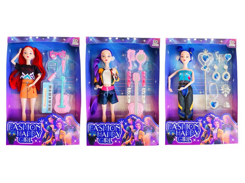 开窗盒11.5寸实身多关节K-POP猎魔女团露米米拉佐伊芭比配饰品（衣服，发型多款多色混装） - HP1251012