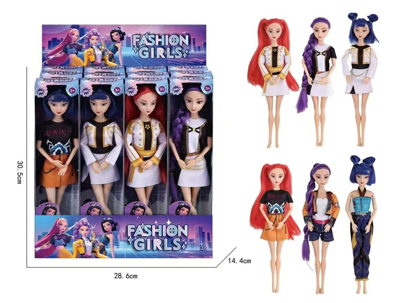 开窗盒展示盒12小盒，11.5寸实身多关节K-POP猎魔女团露米米拉佐伊芭比（衣服，发型多款多色混装） - HP1251013