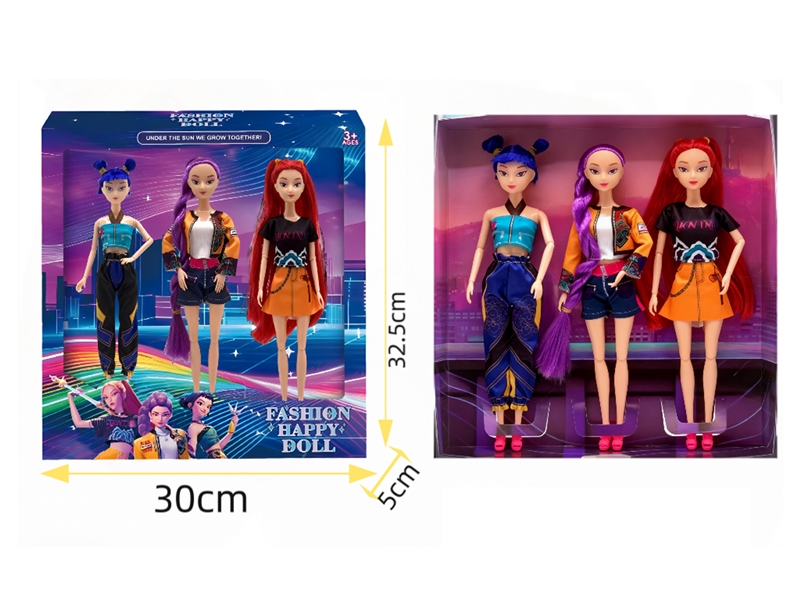 开窗盒11.5寸实身多关节K-POP猎魔女团露米米拉佐伊芭比（衣服，发型多款多色混装） - HP1251021