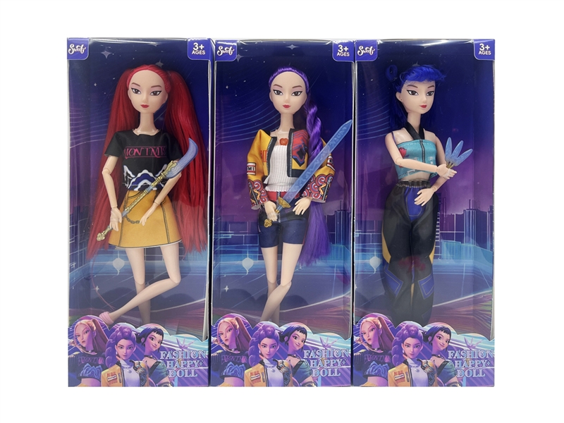 11寸实身十二关节灯光音乐猎魔女团娃娃 配武器 3款混装 - HP1251026