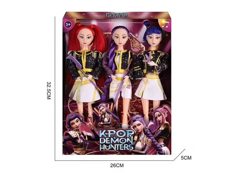 K-POP 猎魔女团真人版11.5寸12关节实身鲁米佐伊米cospiay朋克芭比带武器3人混装 - HP1251040