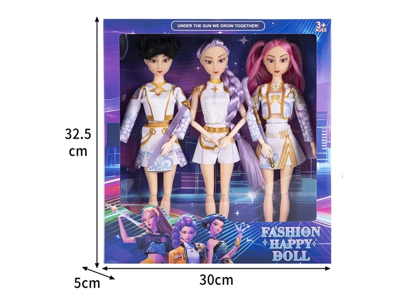 K-POP 猎魔女团真人版11.5寸12关节实身鲁米佐依米拉儿芭比带武器3人混装 - HP1251041