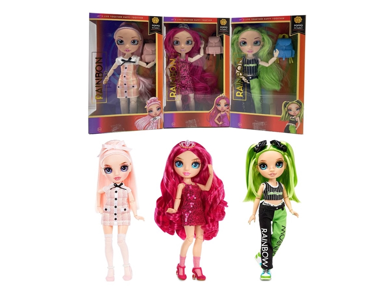 高档礼物主题 1比1  10寸12关节实身真玻璃眼珠Rainbow high惊喜彩虹高中宝宝带彩虹书包3款混装 - HP1251049