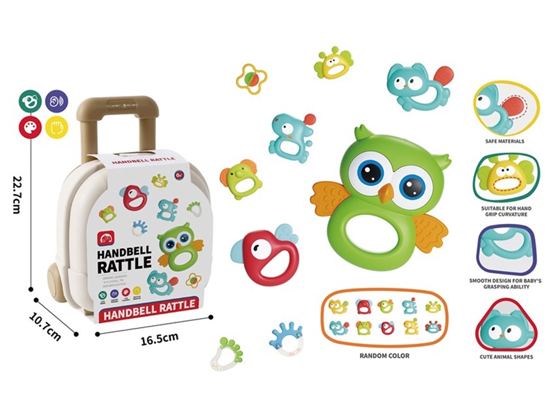 9PCS婴儿安抚牙胶摇铃猫头鹰套装 - HP1251275