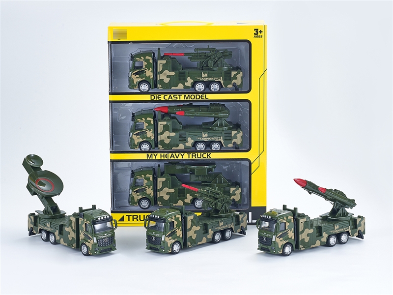 1:32  军绿回力合金军事车，3只/提手开窗盒 - HP1251362