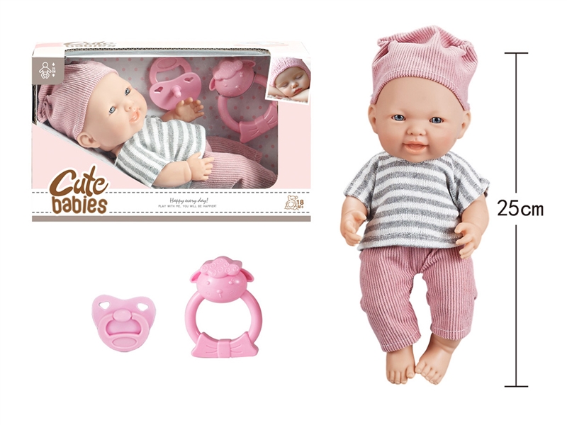 10寸全搪初生婴儿，带奶嘴，摇铃，无IC，无功能 - HP1251562