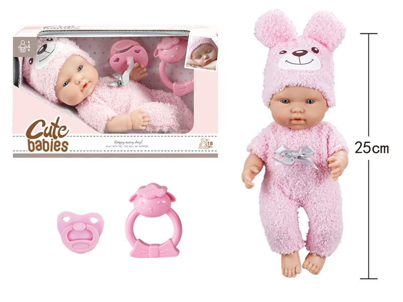 10寸全搪初生婴儿，带奶嘴，摇铃，无IC，无功能 - HP1251563