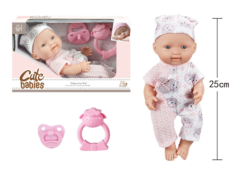 10寸全搪初生婴儿，带奶嘴，摇铃，无IC，无功能 - HP1251565