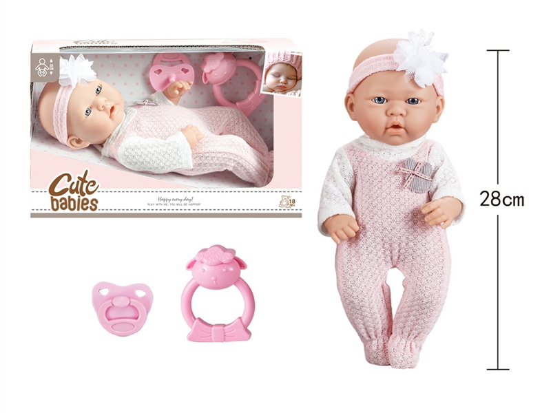 11寸全搪初生婴儿，带奶嘴，摇铃，无IC，无功能 - HP1251588