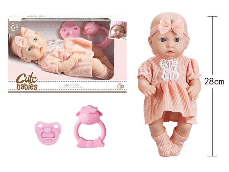 11寸全搪初生婴儿，带奶嘴，摇铃，无IC，无功能 - HP1251594