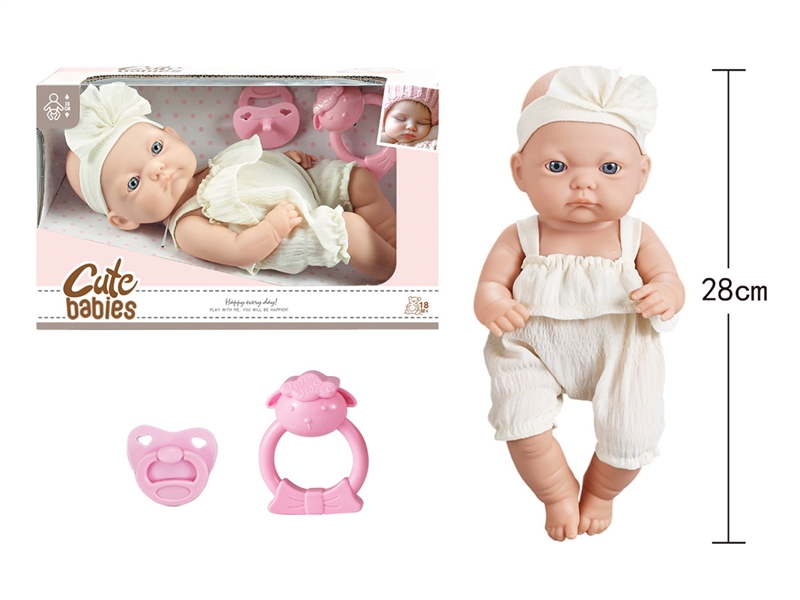 11寸全搪初生婴儿，带奶嘴，摇铃，无IC，无功能 - HP1251595